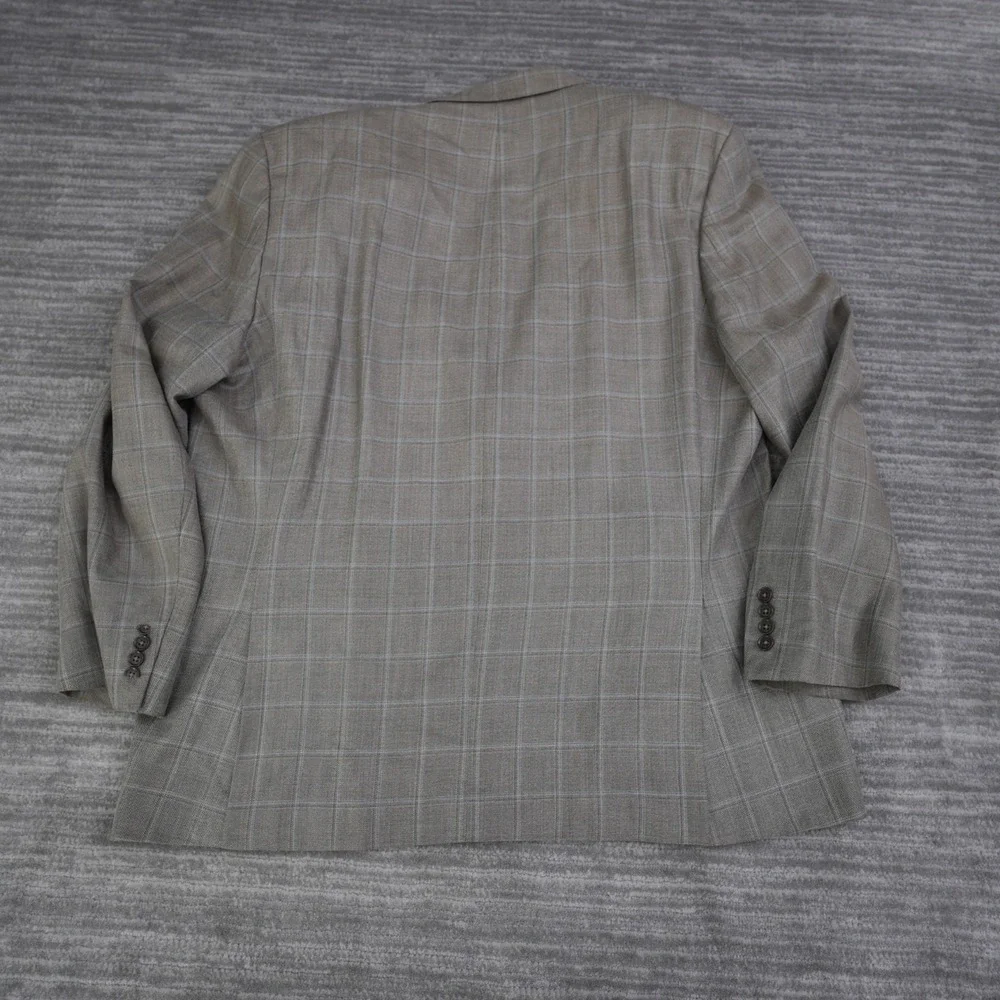 Calvin‎ Klein Gray Wool Silk Blazer Sport Coat Men Two Button Check 48 Regular